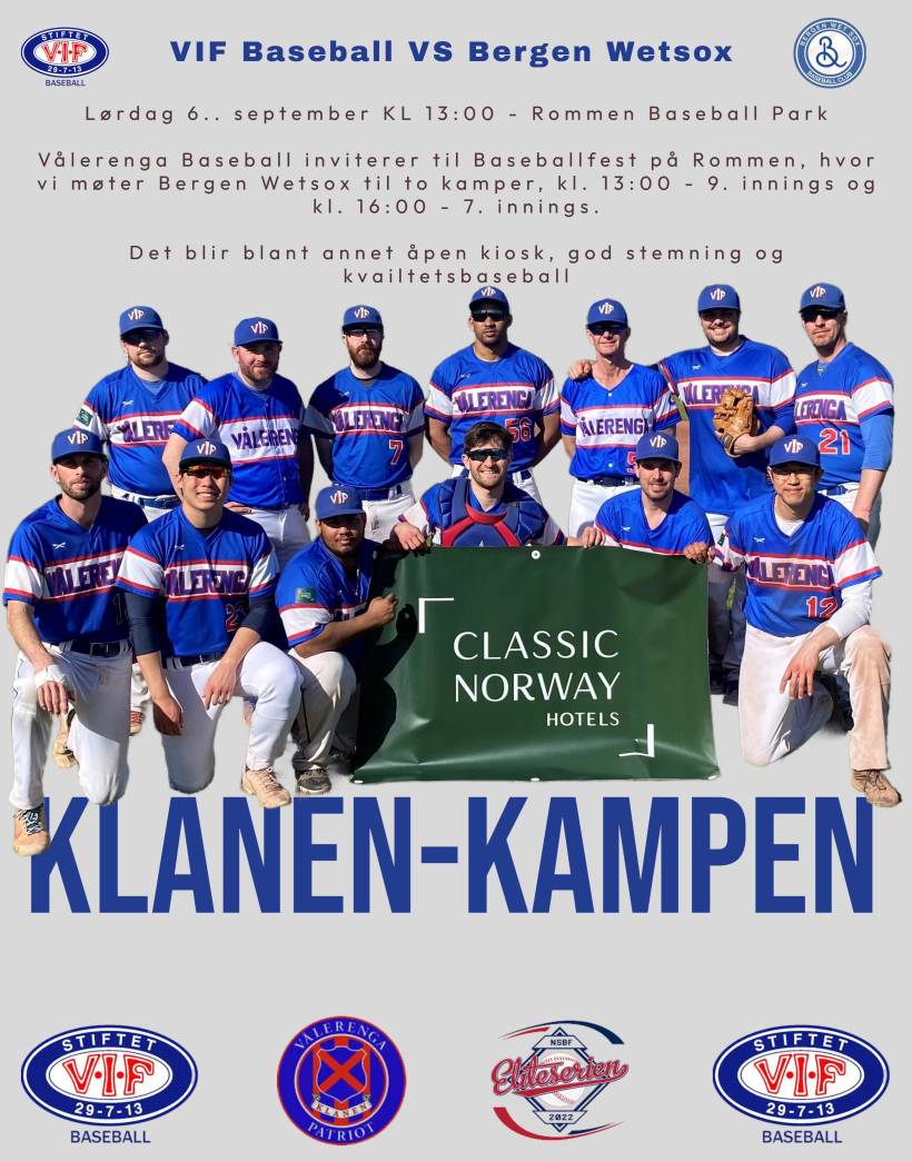 Vålerenga Baseball inviterer til Klanen-kamp på Rommen